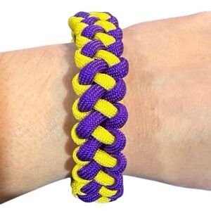 Handmade Purple & Gold Paracord Cobra Weave Bracelet | LSU, Vikings, Lakers